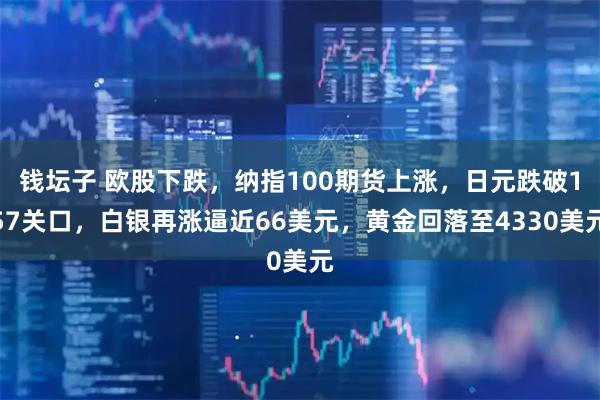 钱坛子 欧股下跌，纳指100期货上涨，日元跌破157关口，白银再涨逼近66美元，黄金回落至4330美元